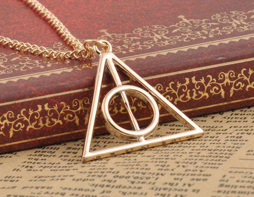 Harry potter deathly hallows metal Gold necklace pendant